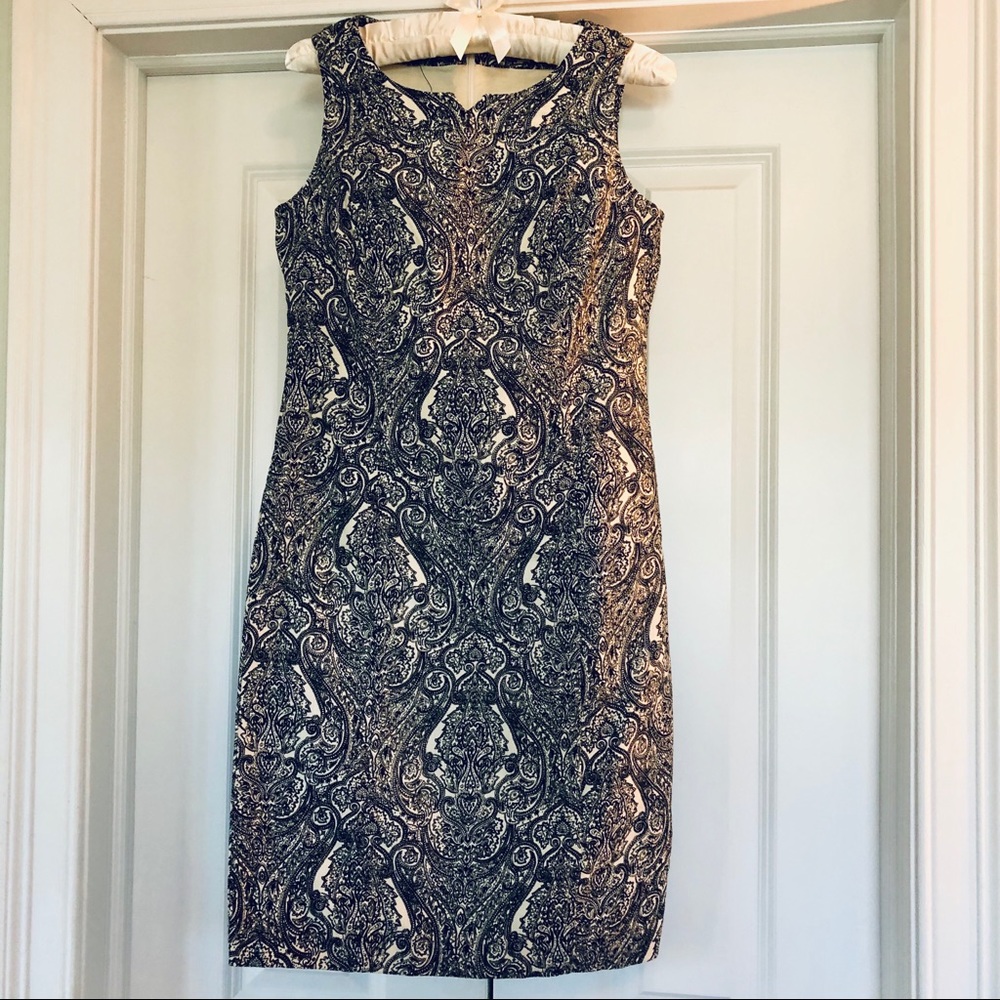 Talbots black & white shift dress